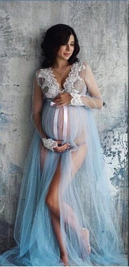 chinese dress ladies Women Purple Lace Maternity Dresses for Pregnant Photography
